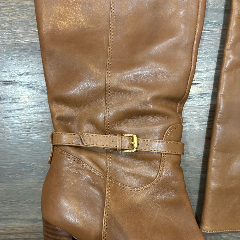 Ivanka Trump Brown Knee High Zip Up Leather Boots, Size 7.5 - Picture 7 of 11